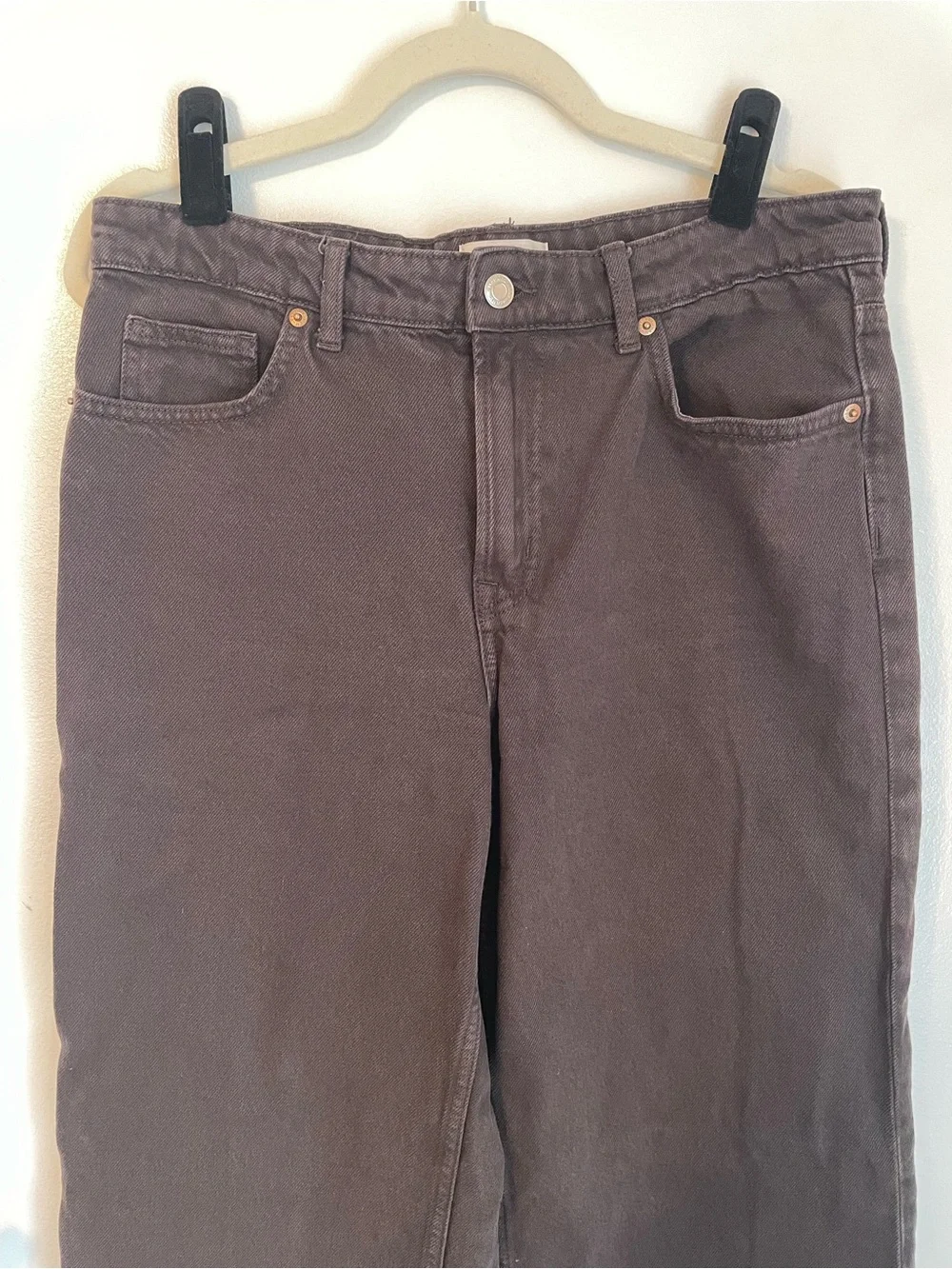Denim jeans wide leg dark brown loose fit H&M size 6